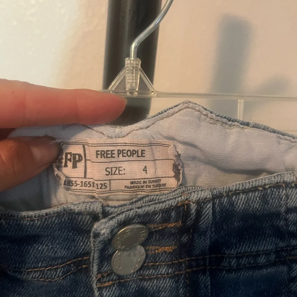 Free People Blue Distressed Demin Skirt